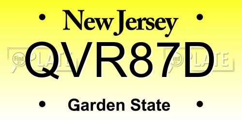 QVR87D New Jersey License Plate