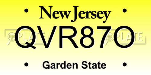 QVR87O New Jersey License Plate