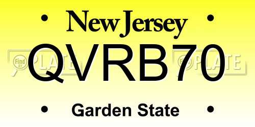 QVRB70 New Jersey License Plate