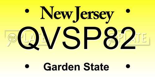 QVSP82 New Jersey License Plate