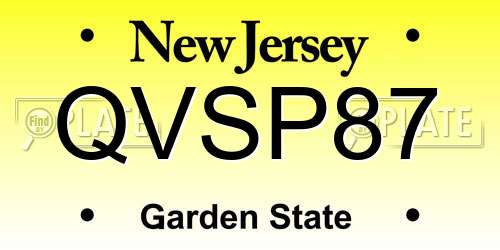 QVSP87 New Jersey License Plate