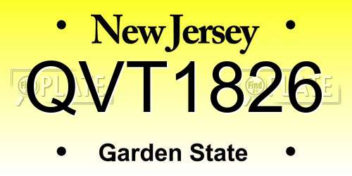 QVT1826 New Jersey License Plate