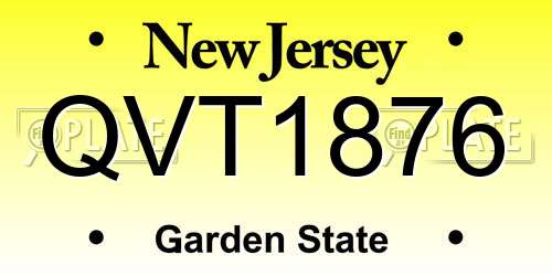 QVT1876 New Jersey License Plate