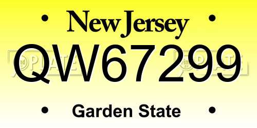 QW67299 New Jersey License Plate