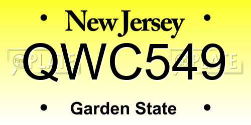 QWC549 New Jersey License Plate