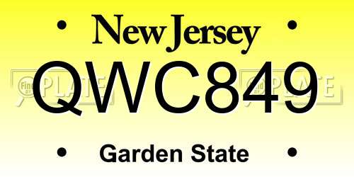 QWC849 New Jersey License Plate