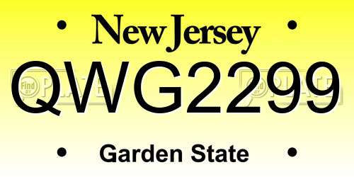 QWG2299 New Jersey License Plate