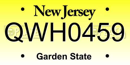 QWH0459 New Jersey License Plate