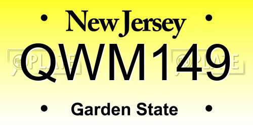 QWM149 New Jersey License Plate