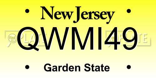 QWMI49 New Jersey License Plate