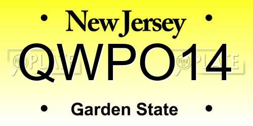 QWPO14 New Jersey License Plate