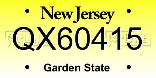 QX60415 New Jersey License Plate