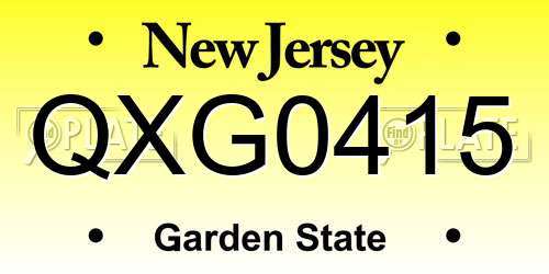 QXG0415 New Jersey License Plate