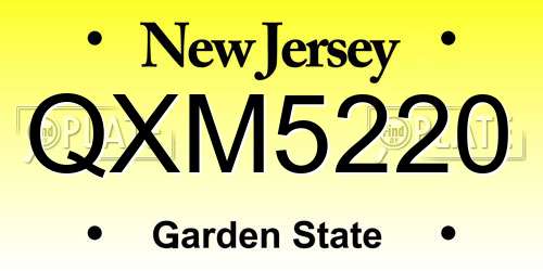 QXM5220 New Jersey License Plate