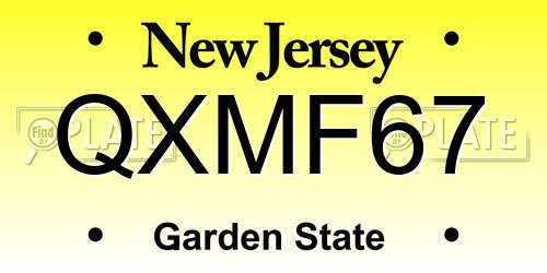 QXMF67 New Jersey License Plate