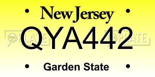 QYA442 New Jersey License Plate