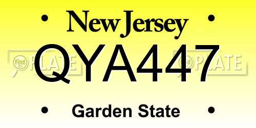 QYA447 New Jersey License Plate