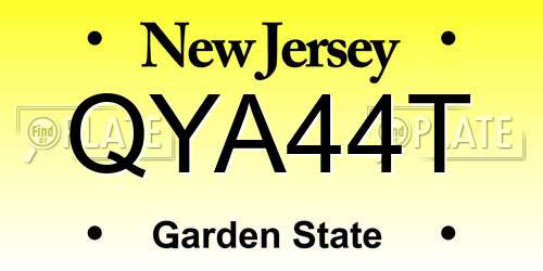 QYA44T New Jersey License Plate