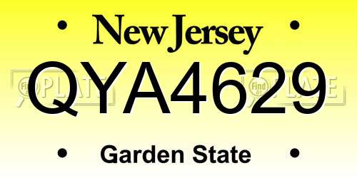 QYA4629 New Jersey License Plate