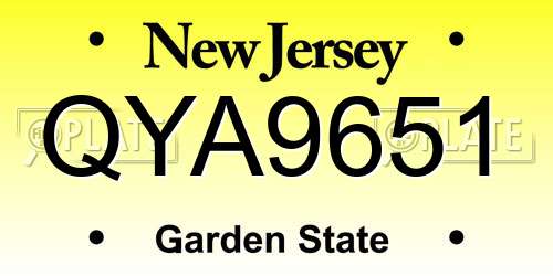 QYA9651 New Jersey License Plate