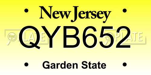 QYB652 New Jersey License Plate
