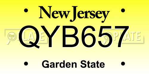 QYB657 New Jersey License Plate
