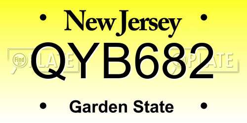 QYB682 New Jersey License Plate