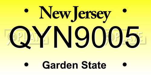 QYN9005 New Jersey License Plate