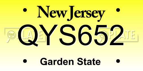 QYS652 New Jersey License Plate