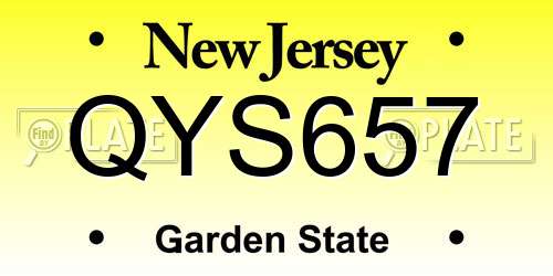 QYS657 New Jersey License Plate
