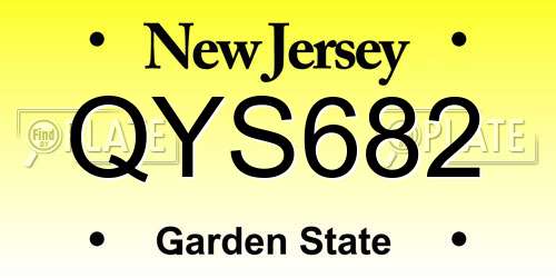 QYS682 New Jersey License Plate