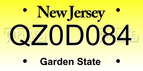 QZ0D084 New Jersey License Plate
