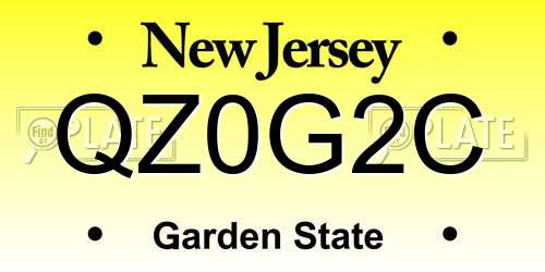 QZ0G2C New Jersey License Plate