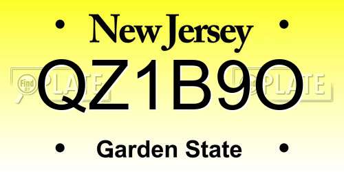 QZ1B9O New Jersey License Plate