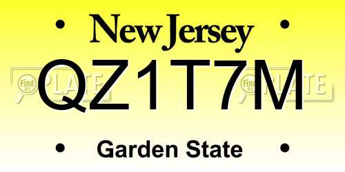 QZ1T7M New Jersey License Plate