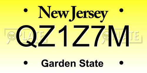 QZ1Z7M New Jersey License Plate