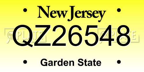 QZ26548 New Jersey License Plate