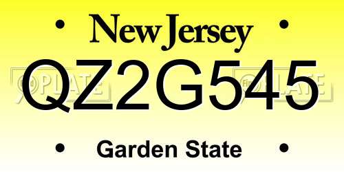 QZ2G545 New Jersey License Plate