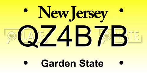 QZ4B7B New Jersey License Plate