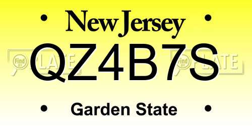 QZ4B7S New Jersey License Plate