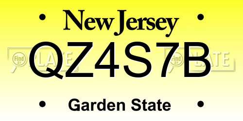 QZ4S7B New Jersey License Plate
