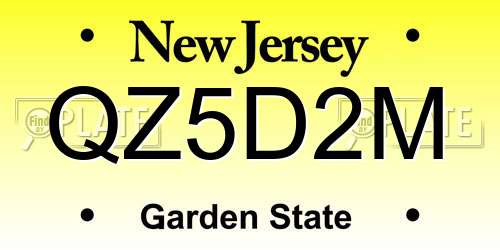 QZ5D2M New Jersey License Plate