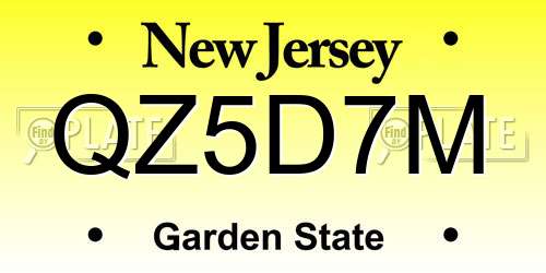QZ5D7M New Jersey License Plate