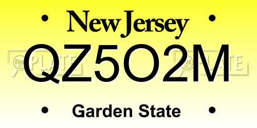 QZ5O2M New Jersey License Plate