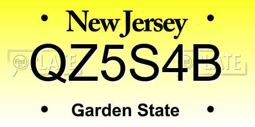 QZ5S4B New Jersey License Plate