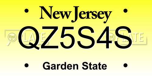 QZ5S4S New Jersey License Plate