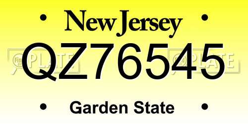 QZ76545 New Jersey License Plate