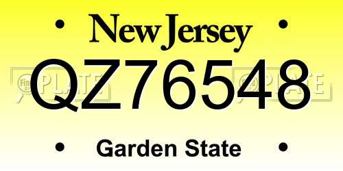 QZ76548 New Jersey License Plate