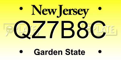 QZ7B8C New Jersey License Plate
