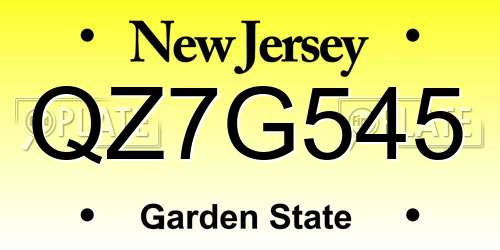QZ7G545 New Jersey License Plate